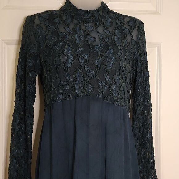 Carole Little Green Lace Maxi Dress Size 6 Witchy Goth Dark Fairy Whimsigoth - Picture 1 of 9